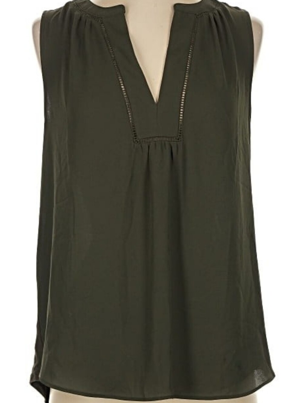 LOFT Olive V-Neck Sleeveless Blouse